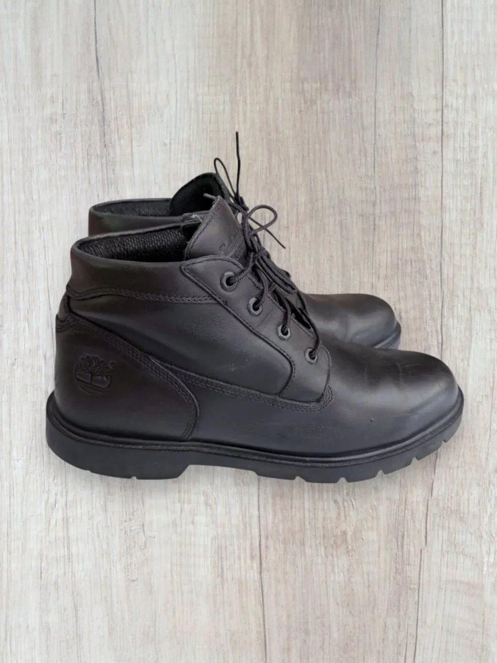Timberland Waterproof Chukka Boots Black Leather Men's 10.5 Lace Up Work Boots